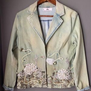 ROSSI ROMA Italian Design Embellished Denim Jacket